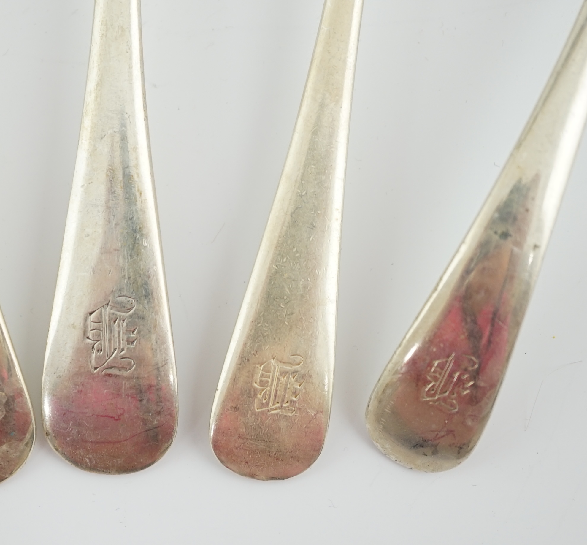 A part canteen of George VI silver Old English pattern flatware by Walker & Hall